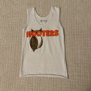 Hooters Tank Top with Owl Graphic - White and Orange